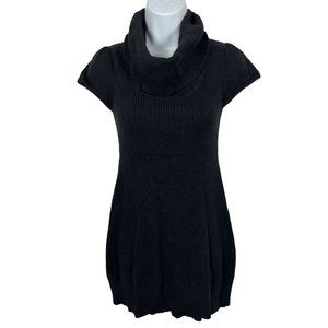 Vintage Y2K Ruby Moon Large Sweater Dress Womens Wool Angora Black Short Sleeve